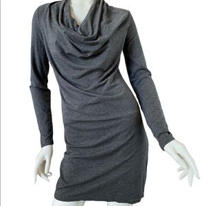 Splendid Gray Cowl Neck Long Sleeve Dress